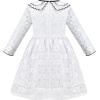 Sunny Fashion Flower Girls Dress Lace Square Party Pageant Wedding Vintage Formal(White Flower Lace)