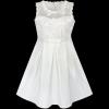Sunny Fashion Flower Girls Dress Off White Lace Pleated Hem Wedding Pageant