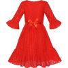 Sunny Fashion Flower Girls Dress Off White Lace Wedding Pageant Party Size 5-10(Red Lace)