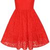 Sunny Fashion Flower Girls Dress Off White Lace Wedding Pageant Party Size 5-10(Red Lace)