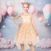 Sunny Fashion Flower Girls Dress Unicorn Rainbow Pageant Princess Party(Beige Star)