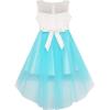 Sunny Fashion Flower Girls Dress Unicorn Rainbow Pageant Princess Party(Blue)