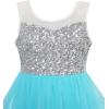 Sunny Fashion Flower Girls Dress Unicorn Rainbow Pageant Princess Party(Blue)
