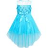 Sunny Fashion Flower Girls Dress Unicorn Rainbow Pageant Princess Party(Blue Snowflake)
