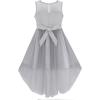 Sunny Fashion Flower Girls Dress Unicorn Rainbow Pageant Princess Party(Gray)