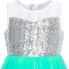 Sunny Fashion Flower Girls Dress Unicorn Rainbow Pageant Princess Party(Green)