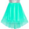 Sunny Fashion Flower Girls Dress Unicorn Rainbow Pageant Princess Party(Green)