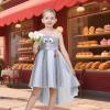 Sunny Fashion Flower Girls Dress Unicorn Rainbow Pageant Princess Party(Grey Mouse)
