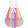 Sunny Fashion Flower Girls Dress Unicorn Rainbow Pageant Princess Party(Multicolor)