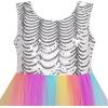 Sunny Fashion Flower Girls Dress Unicorn Rainbow Pageant Princess Party(Multicolor)
