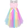 Sunny Fashion Flower Girls Dress Unicorn Rainbow Pageant Princess Party(Multicolor Unicorn)