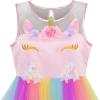 Sunny Fashion Flower Girls Dress Unicorn Rainbow Pageant Princess Party(Multicolor Unicorn)