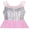 Sunny Fashion Flower Girls Dress Unicorn Rainbow Pageant Princess Party(Pink)