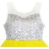 Sunny Fashion Flower Girls Dress Unicorn Rainbow Pageant Princess Party(Yellow)