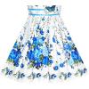 Sunny Fashion Flower Girls Dress White Tea Party Gloves Princess Dress Size 4-12(Blue Flower)