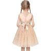 Sunny Fashion Flower Girls Dress White Wedding Pageant Bridesmaid Gown Size 3-10(Beige V Neck)