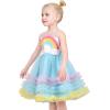 Sunny Fashion Flower Girls Dress White Wedding Pageant Bridesmaid Gown Size 3-10(Blue Rainbow)