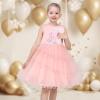 Sunny Fashion Flower Girls Dress White Wedding Pageant Bridesmaid Gown Size 3-10(Pink Embroidery)