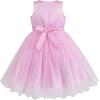 Sunny Fashion Flower Girls Dress White Wedding Pageant Bridesmaid Gown Size 3-10(Pink Flower)