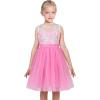 Sunny Fashion Flower Girls Dress White Wedding Pageant Bridesmaid Gown Size 3-10(Pink Rhinestone)