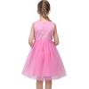 Sunny Fashion Flower Girls Dress White Wedding Pageant Bridesmaid Gown Size 3-10(Pink Rhinestone)