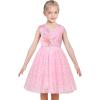 Sunny Fashion Flower Girls Dress White Wedding Pageant Bridesmaid Gown Size 3-10(Pink V Neck)
