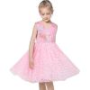 Sunny Fashion Flower Girls Dress White Wedding Pageant Bridesmaid Gown Size 3-10(Pink V Neck)