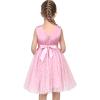 Sunny Fashion Flower Girls Dress White Wedding Pageant Bridesmaid Gown Size 3-10(Pink V Neck)