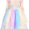 Sunny Fashion Flower Girls Dress White Wedding Pageant Bridesmaid Gown Size 3-10(Rainbow)