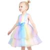 Sunny Fashion Flower Girls Dress White Wedding Pageant Bridesmaid Gown Size 3-10(Rainbow)
