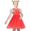 Sunny Fashion Flower Girls Dress White Wedding Pageant Bridesmaid Gown Size 3-10(Red)