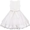 Sunny Fashion Flower Girls Dress White Wedding Pageant Bridesmaid Gown Size 3-10(White)