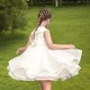 Sunny Fashion Flower Girls Dress White Wedding Pageant Bridesmaid Gown Size 3-10(White Hi-lo)