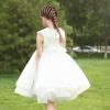 Sunny Fashion Flower Girls Dress White Wedding Pageant Bridesmaid Gown Size 3-10(White Hi-lo)