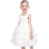 Sunny Fashion Flower Girls Dress White Wedding Pageant Bridesmaid Gown Size 3-10(White Layer)