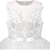 Sunny Fashion Flower Girls Dress White Wedding Pageant Bridesmaid Gown Size 3-10(White Rhinestone)