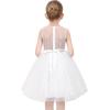 Sunny Fashion Flower Girls Dress White Wedding Pageant Bridesmaid Gown Size 3-10(White Rhinestone)