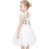 Sunny Fashion Flower Girls Dress White Wedding Pageant Bridesmaid Gown Size 3-10(White V-neck)
