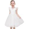Sunny Fashion Flower Girls Dress White Wedding Pageant Bridesmaid Gown Size 3-10(White V-neck)