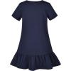 Sunny Fashion Girls Casual Dress Cotton Short Sleeve Swan Embroidered Size 2-6(Blue Heart)