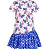 Sunny Fashion Girls Casual Dress Cotton Short Sleeve Swan Embroidered Size 2-6(Multi-color)