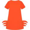 Sunny Fashion Girls Casual Dress Cotton Short Sleeve Swan Embroidered Size 2-6(Orange Crab)