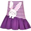 Sunny Fashion Girls Casual Dress Cotton Short Sleeve Swan Embroidered Size 2-6(Purple)