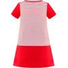 Sunny Fashion Girls Casual Dress Cotton Short Sleeve Swan Embroidered Size 2-6(Red Swan)
