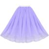 Sunny Fashion Girls Dress 2PC Set White Floral Lace Glitter Tulle Skirt 3/4 Sleeve(Purple)