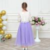 Sunny Fashion Girls Dress 2PC Set White Floral Lace Glitter Tulle Skirt 3/4 Sleeve(Purple)