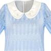 Sunny Fashion Girls Dress 3/4 Sleeve White Collar Lace Blue Dress Size 5-12