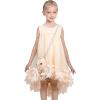 Sunny Fashion Girls Dress A-line Cute Handbag White Princess Size 5-10(Beige)