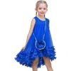 Sunny Fashion Girls Dress A-line Cute Handbag White Princess Size 5-10(Blue)