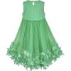 Sunny Fashion Girls Dress A-line Cute Handbag White Princess Size 5-10(Green)